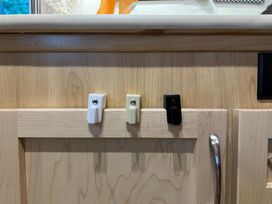 2 PACK - RV Cabinet Door Latches - Fits lower cabinets and drawers on Escape Trailers (fits 1/2 to 7/8 inch thick face frames)