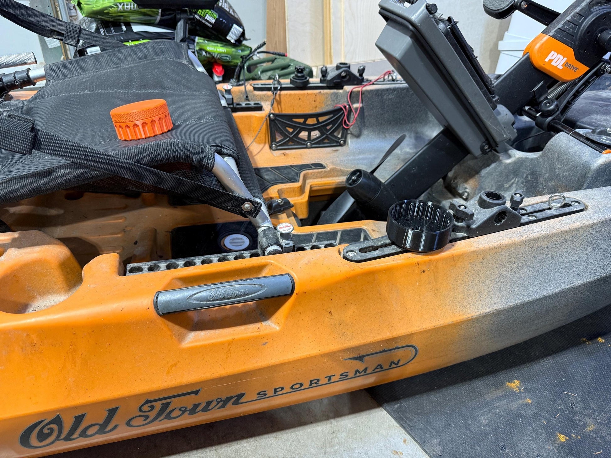 Kayak Fishing Bait Container and Track-Mounted Holder