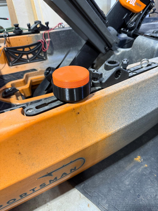 Kayak Fishing Bait Container and Track-Mounted Holder