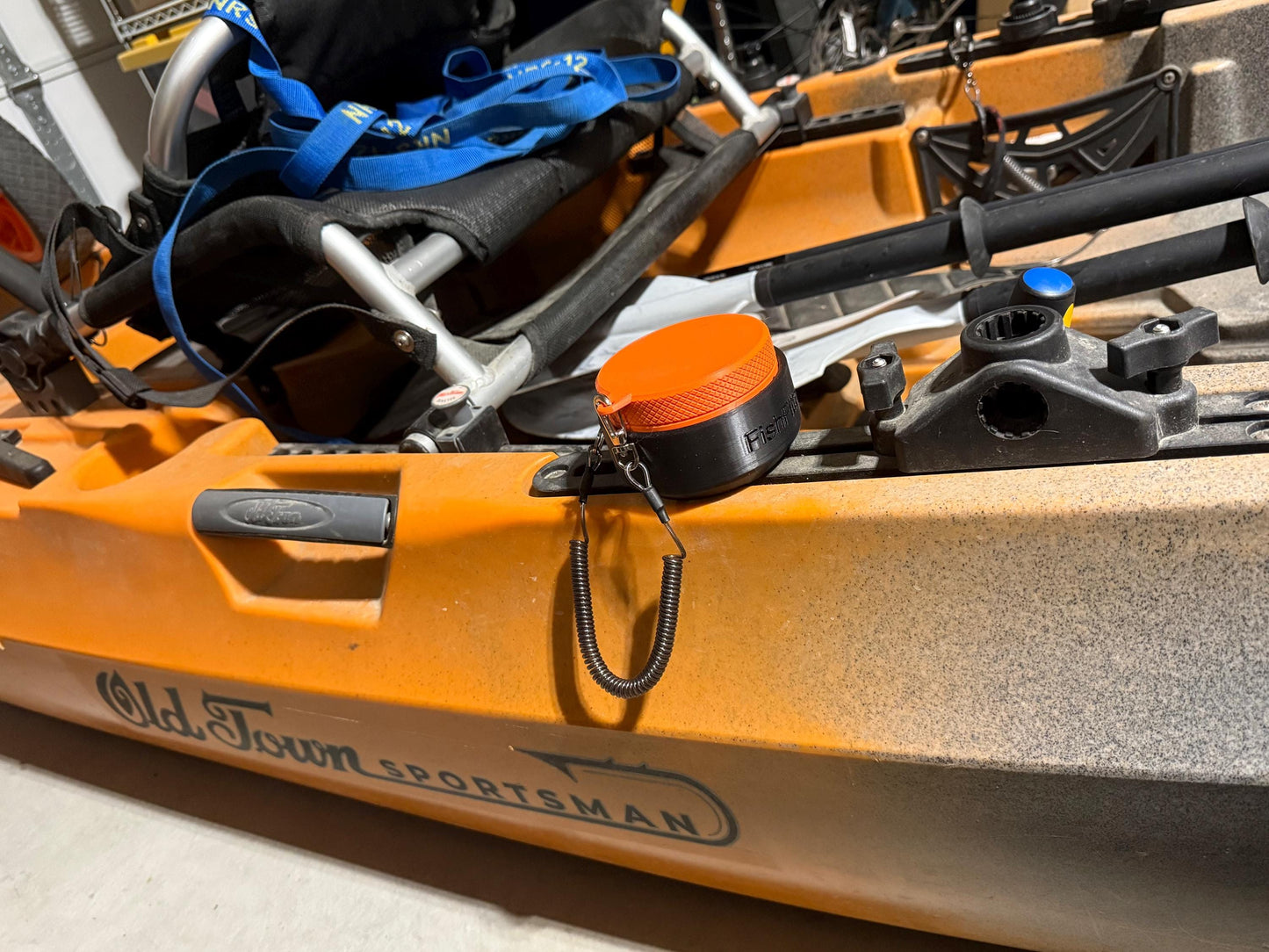Kayak Fishing Bait Container and Track-Mounted Holder
