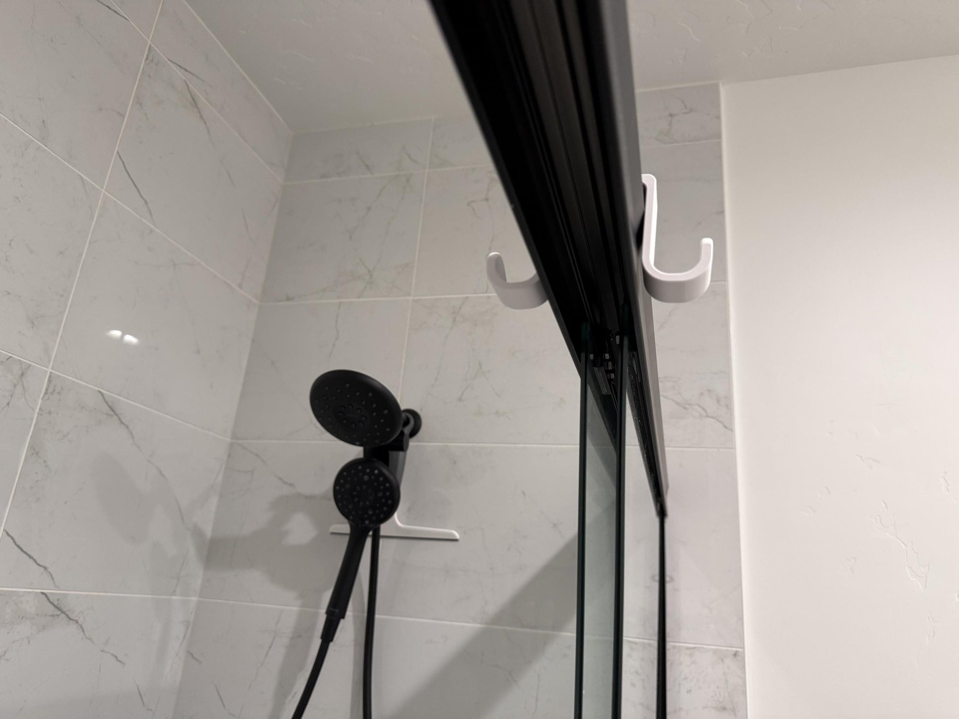 Wet-n-Dry Bathroom Shower Rail hooks (2-pack)- Dual hangers keep wet things inside and dry things outside