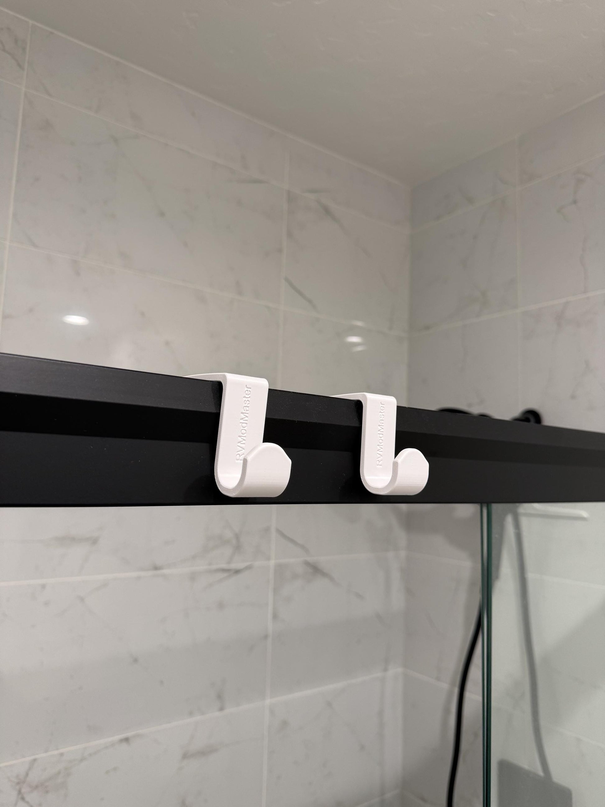 Wet-n-Dry Bathroom Shower Rail hooks (2-pack)- Dual hangers keep wet things inside and dry things outside