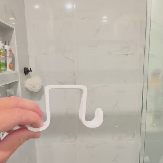 Custom 2-sided Shower Rail hook - Provide rail width under "personalization" - Dual hangers keep wet things inside and dry things outside